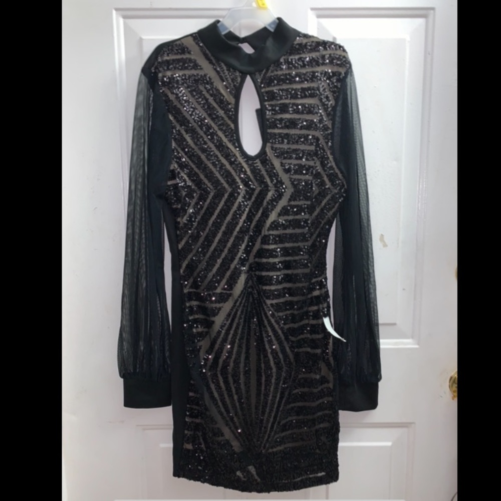 Holic long sleeve black mesh dress